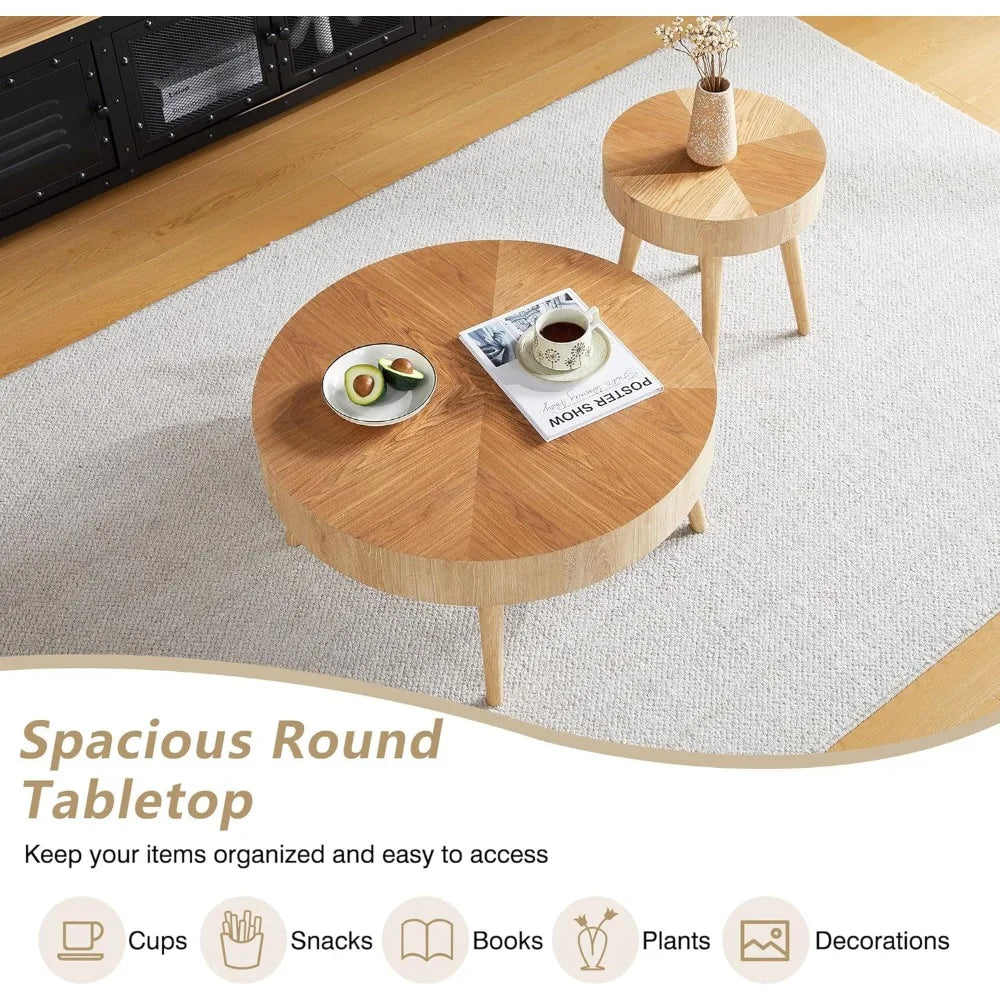 2-Piece Round Farmhouse Coffee Tables