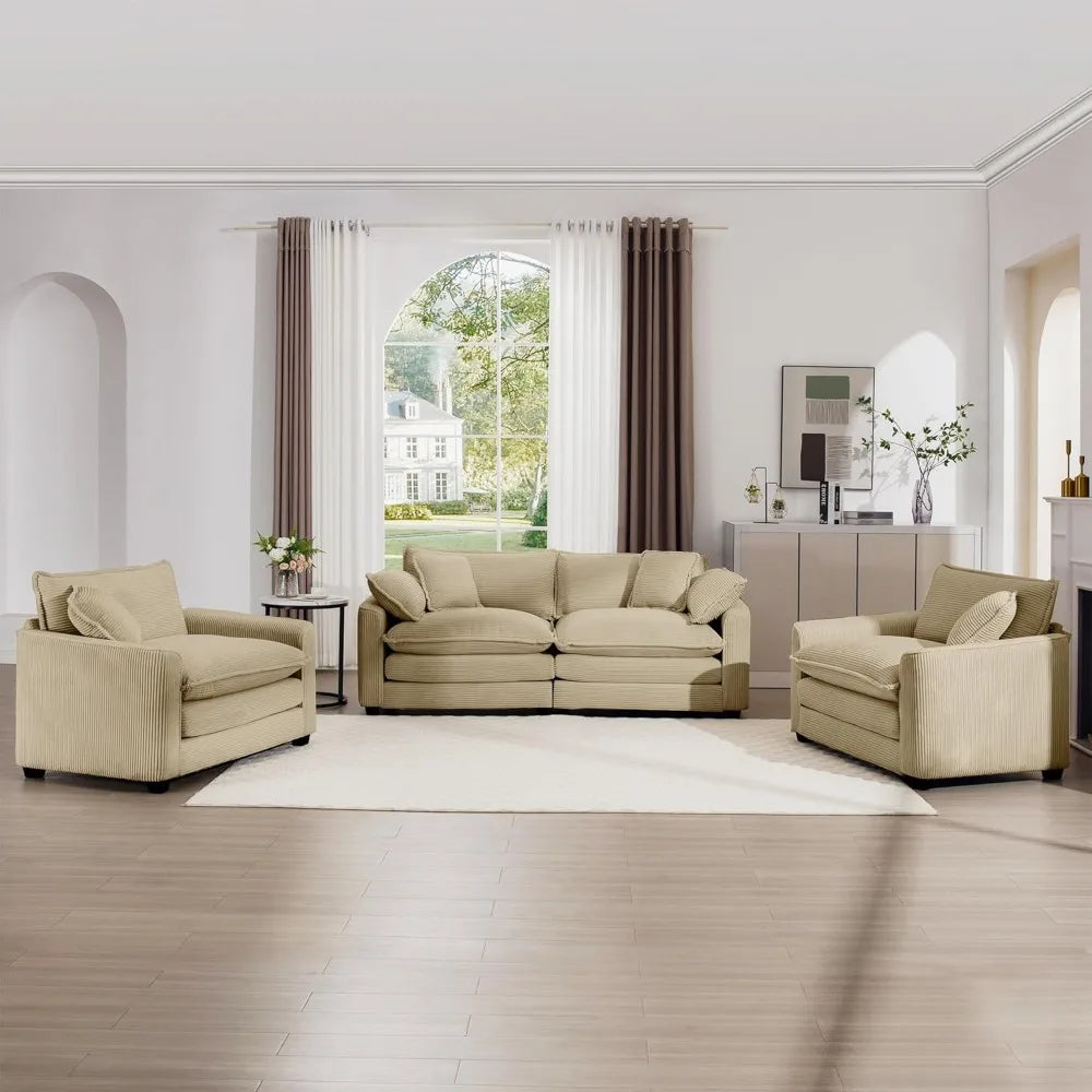 3 Pc Camel Sofa Set