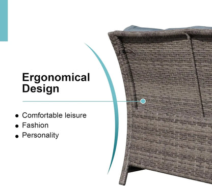 2-Piece Patio Wicker Loveseat and Coffee Table Set