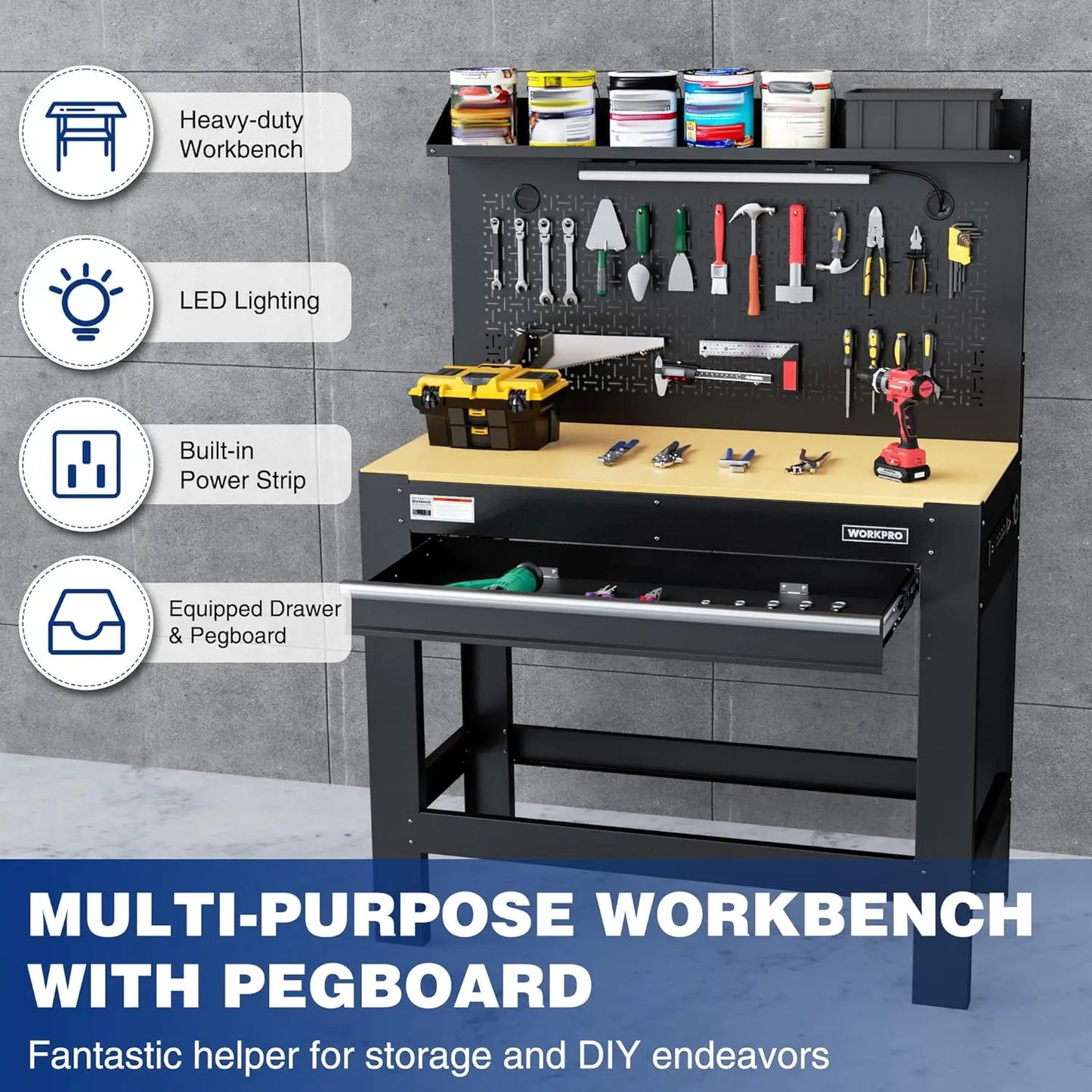 45" Garage Workbench with Storage