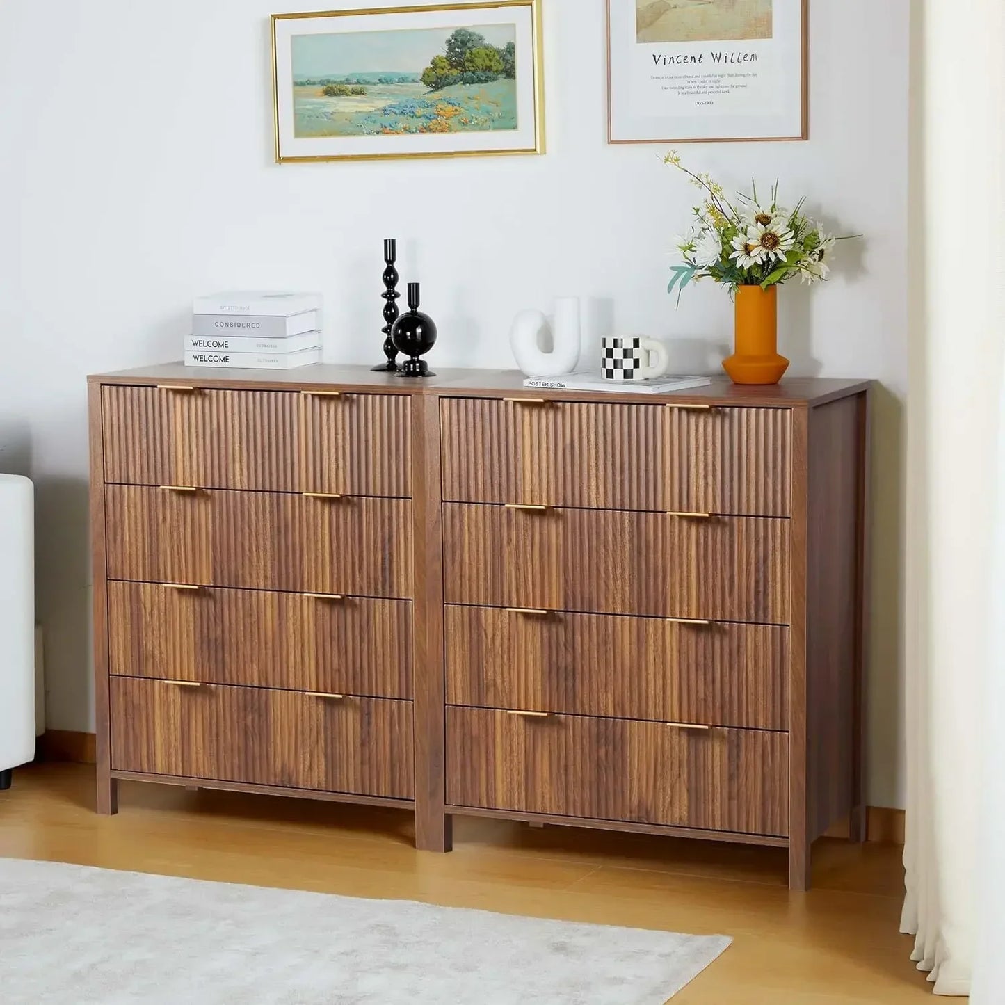 4 to 8-Drawer Fluted Double Dressers