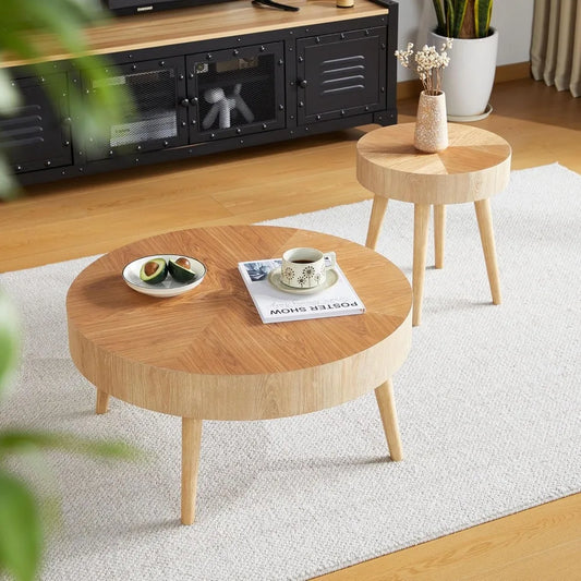 2-Piece Round Farmhouse Coffee Tables