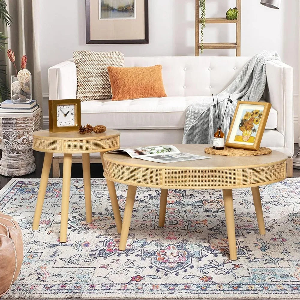 2-Piece Farmhouse Natural Coffee Tables