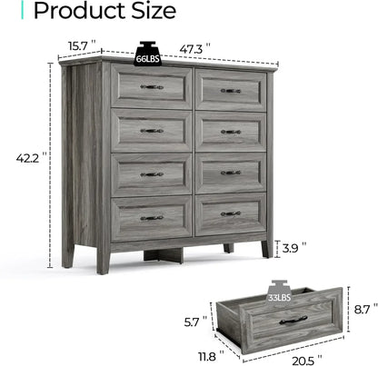 8-Drawer Farmhouse Grey Dresser