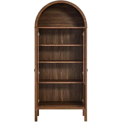 71" Tall Walnut Wood Display Cabinet