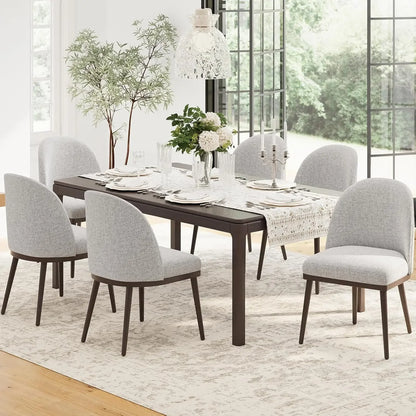 Set of 6, Upholstered Wood Dining Chairs