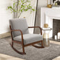Wooden Framed Light Grey Linen Rocking Chair