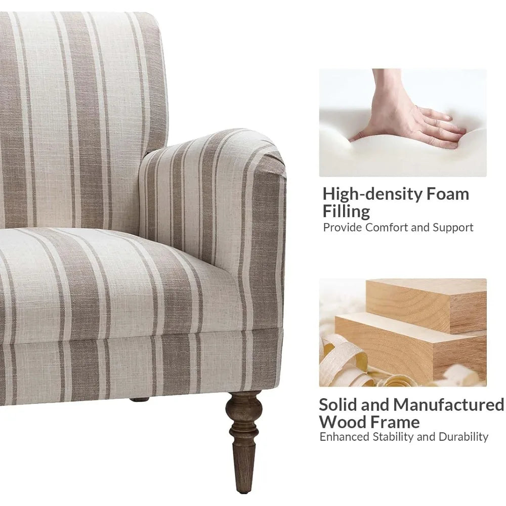 Tan Striped or Plaid Accent Chair