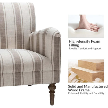 Tan Striped or Plaid Accent Chair