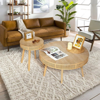 2-Piece Farmhouse Natural Coffee Tables