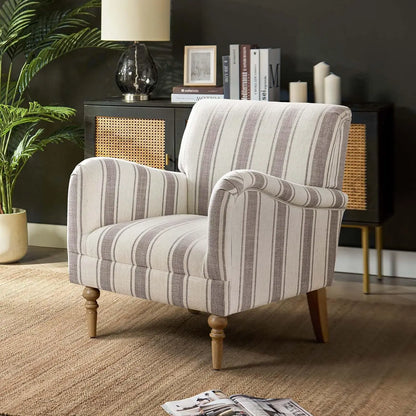 Tan Striped or Plaid Accent Chair