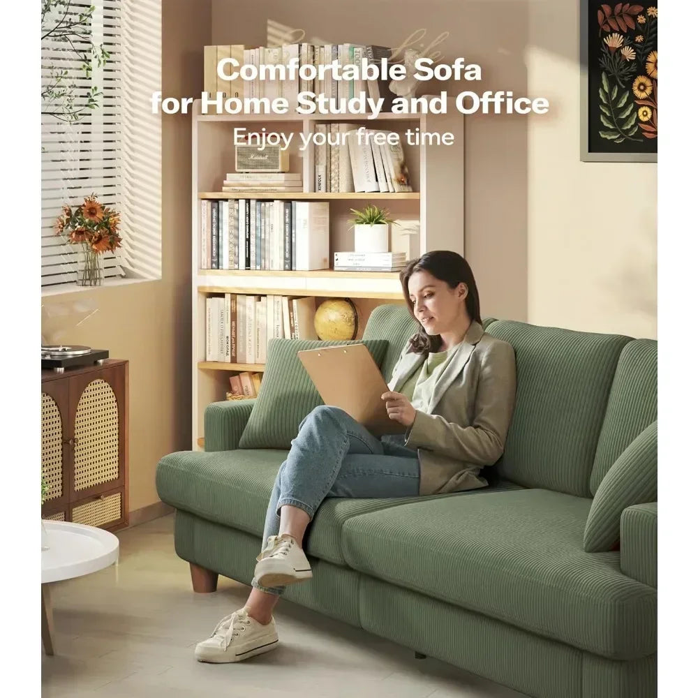 87", 3-Seat Grey, Green, or Beige Corduroy Sofas