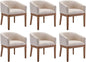 Set of 6-Solid Wood Beige Linen Dining Chairs