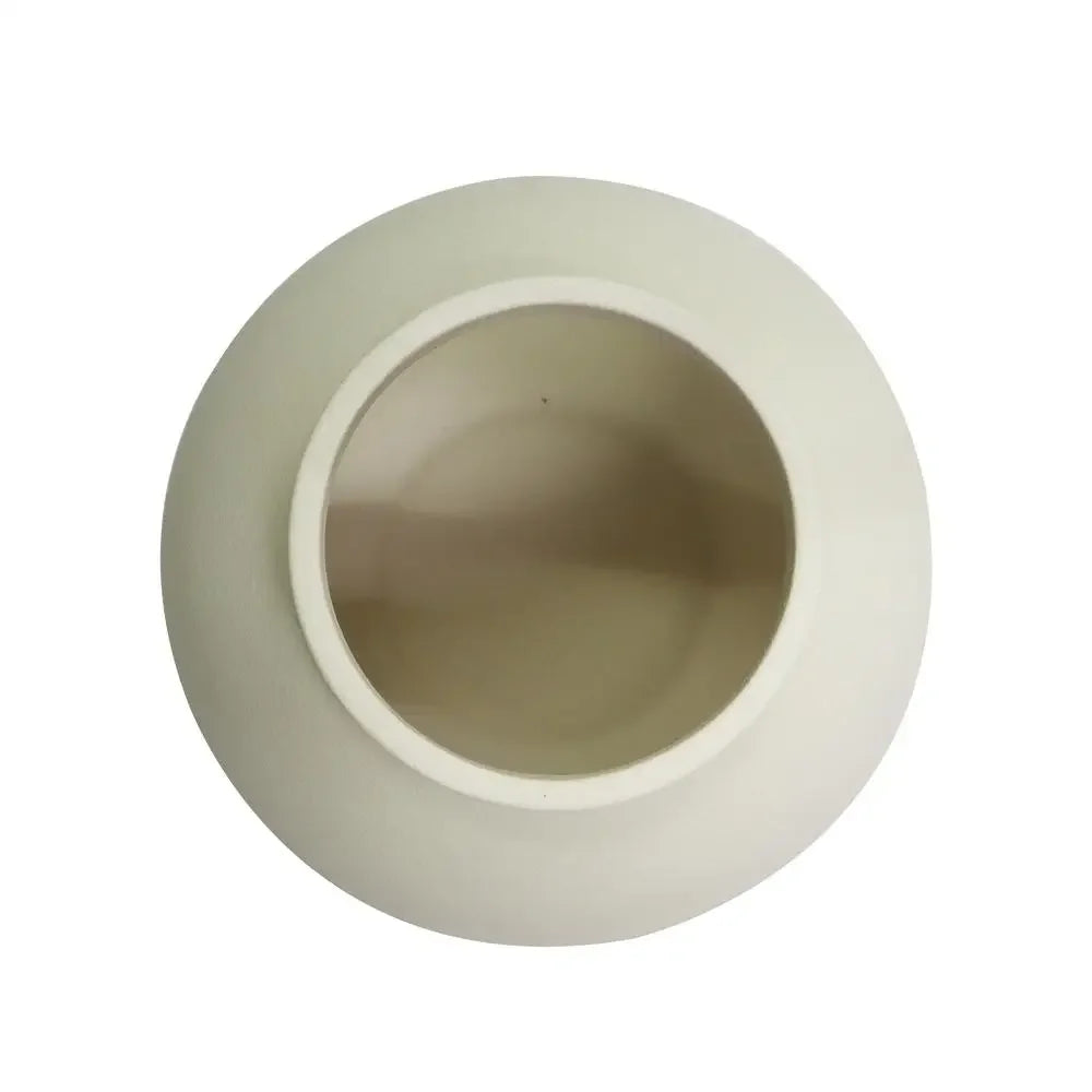 6.7"D Chic Round Cream Ceramic Vase