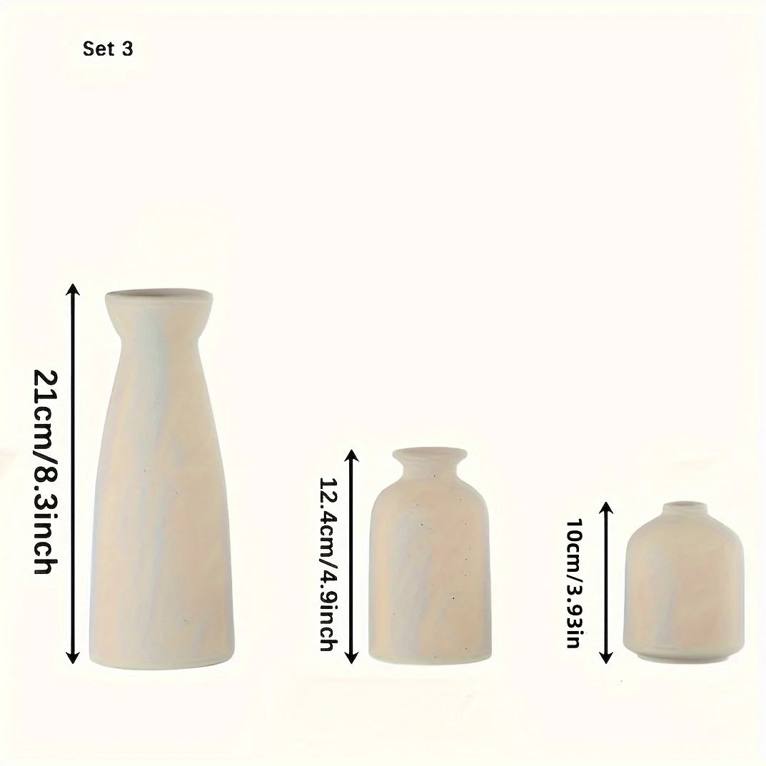 Set of 3 Farmhouse Ceramic Vases