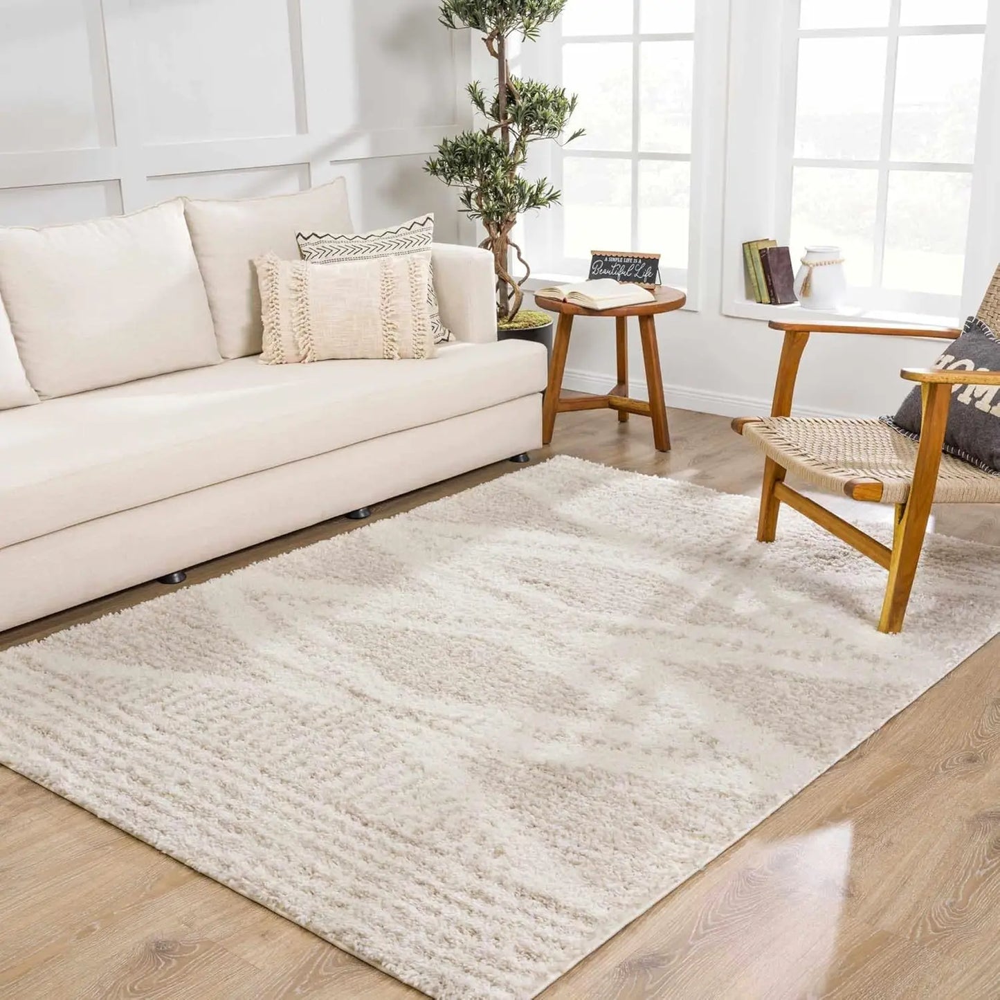 6'7" X 9' Farmhouse Boho Shag Rug