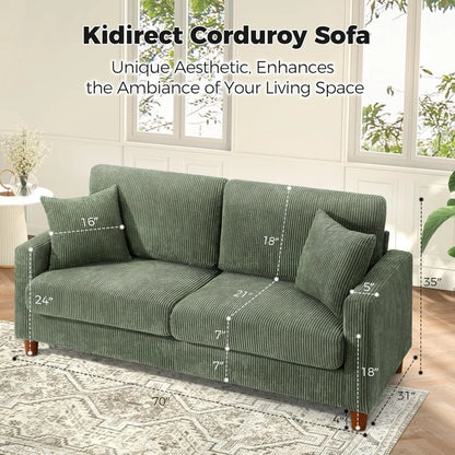 70" Green Corduroy Sofa