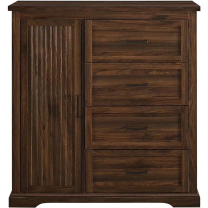 4-Drawer Grooved Door Wardrobe