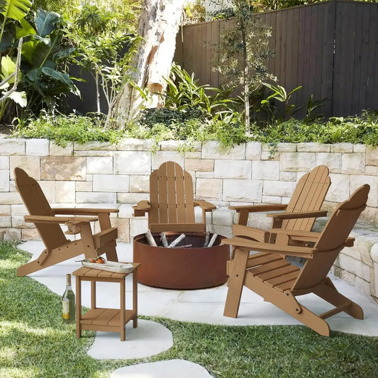 Set of 4 Folding HDPS Adirondack Chairs