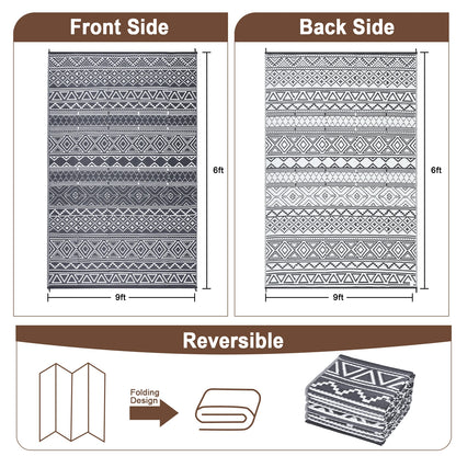 5x8' Waterproof Reversible Boho Patio Rug