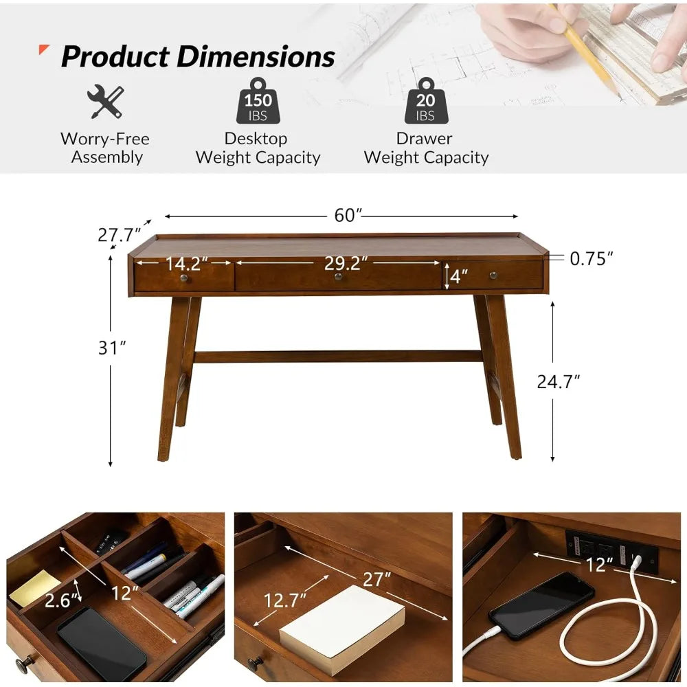 3-Drawer Office Computer Desk