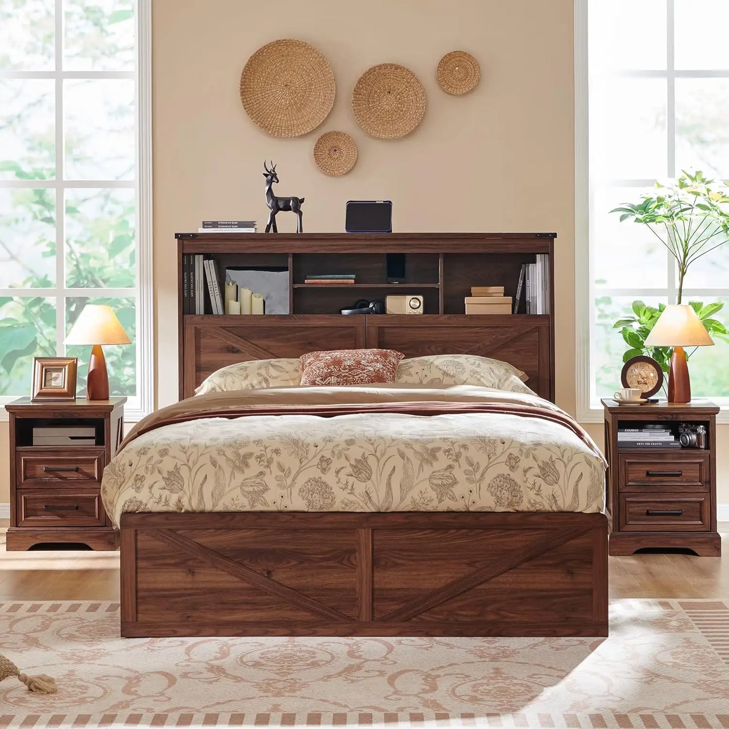 4-Drawer Queen Farmhouse Bed Frames