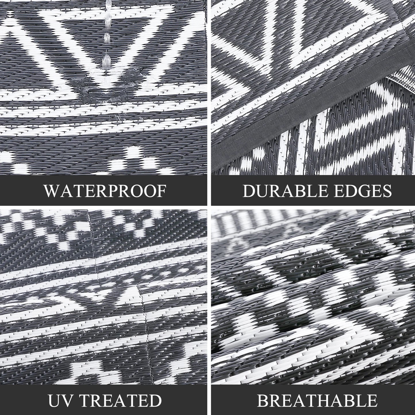 5x8' Waterproof Reversible Boho Patio Rug