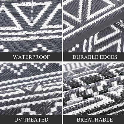 5x8' Waterproof Reversible Boho Patio Rug