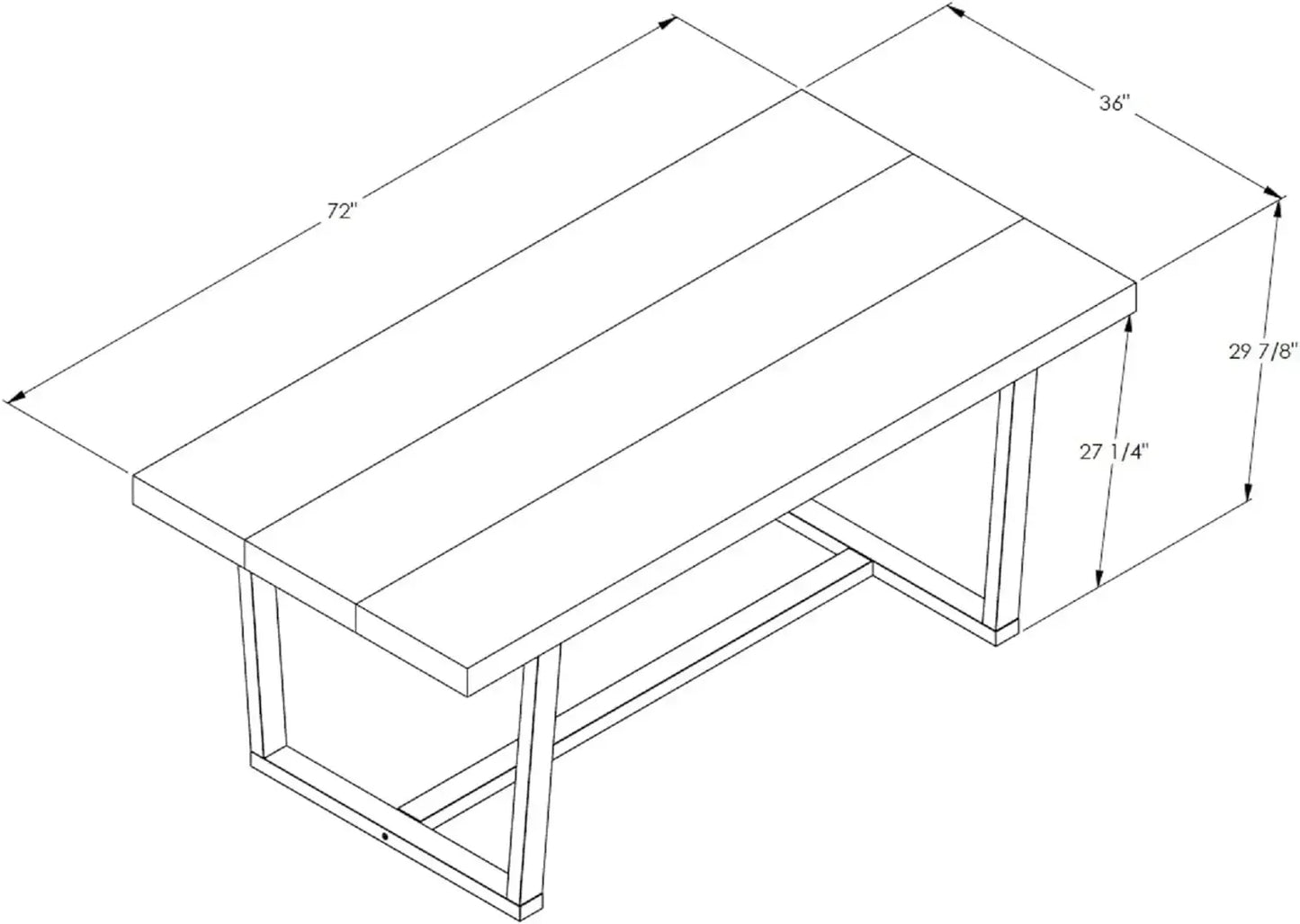 72" Solid Wood Dining Table