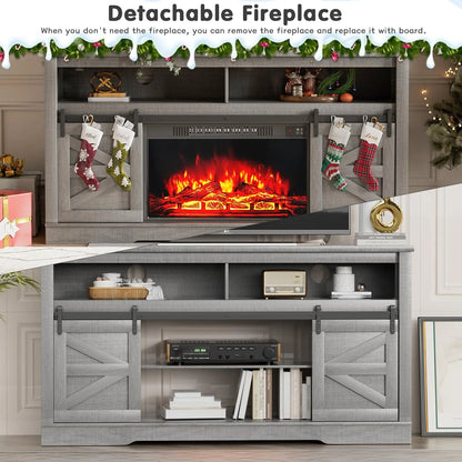 65+in.TV Stand with Fireplace