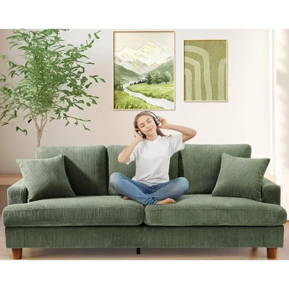 87", 3-Seat Grey, Green, or Beige Corduroy Sofas