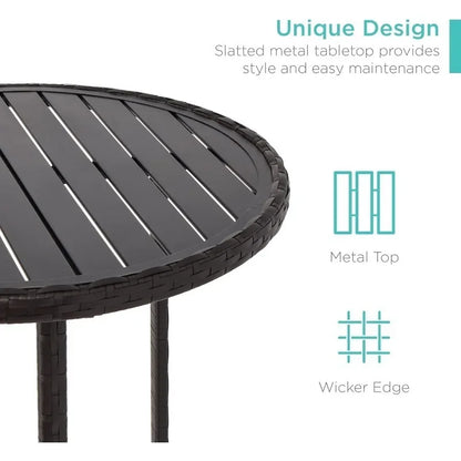 3-Piece Outdoor Wicker Bar Height Bistro Furniture