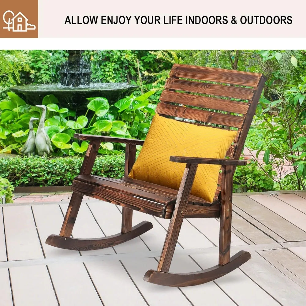 3 pcs Rustic Wooden Outdoor Rocking Set