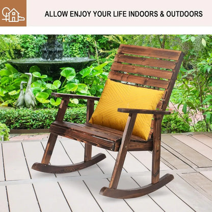 3 pcs Rustic Wooden Outdoor Rocking Set