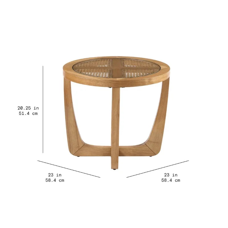 Rattan & Glass Side Table