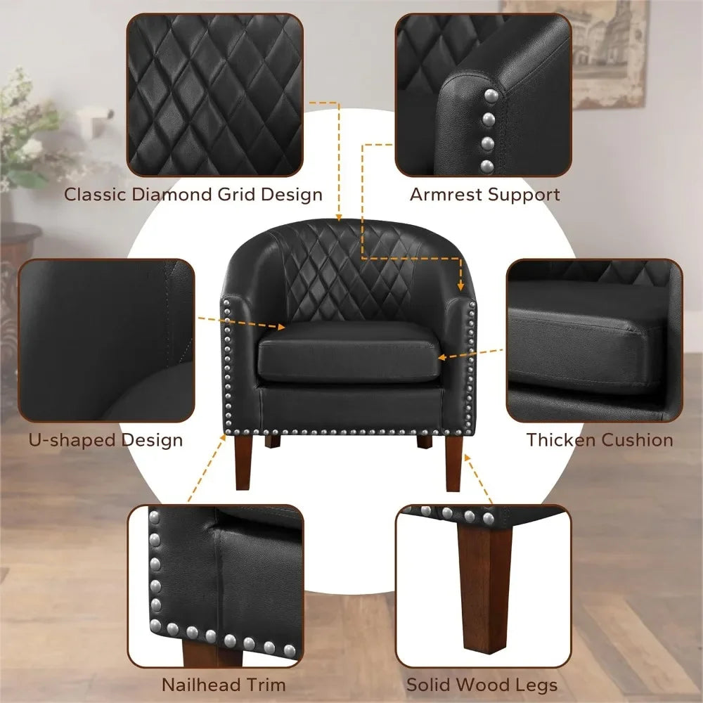 Leather Barrel Chair Sets