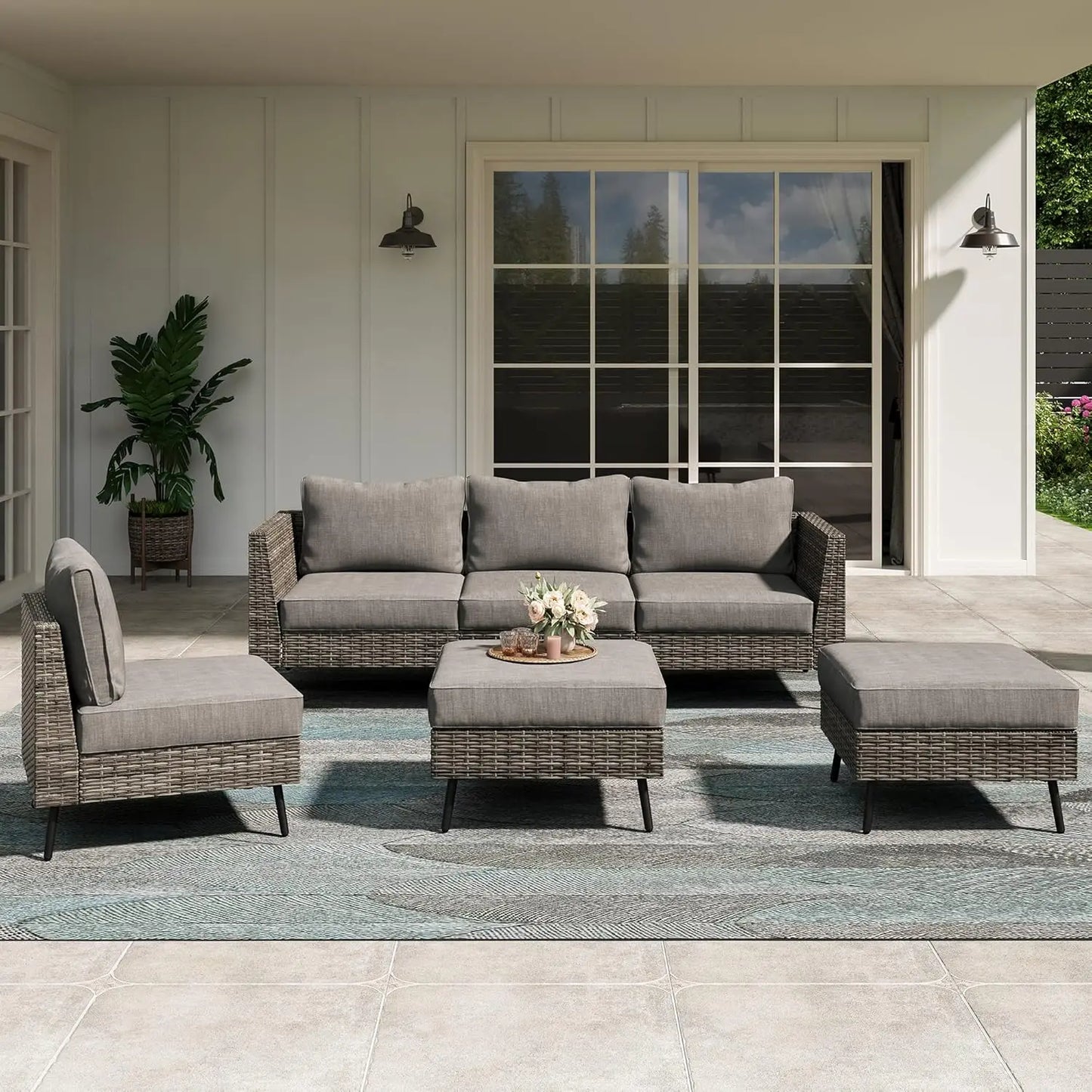 6-8Pc Rattan Wicker Patio Conversation Sets