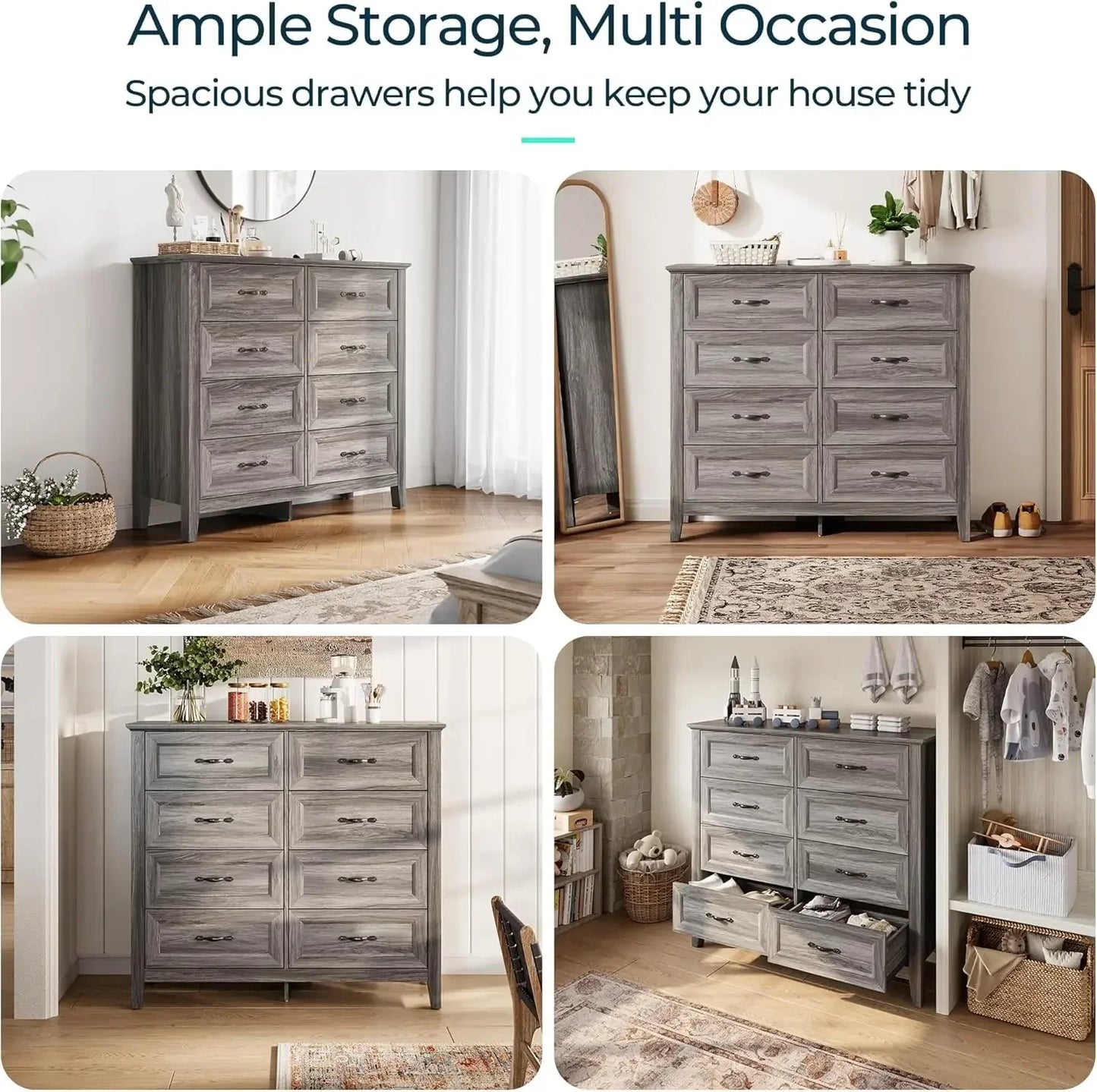 8-Drawer Farmhouse Grey Dresser