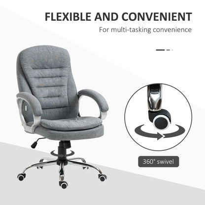 Grey Linen Executive Swivel Chair