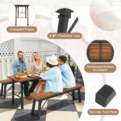 4-6 Person-59" Outdoor Natural Acadia Wood Folding Table