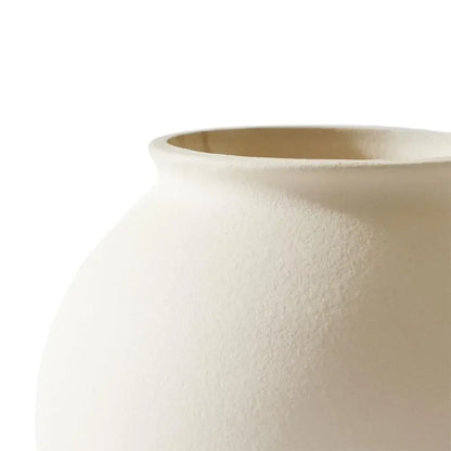 6.7"D Chic Round Cream Ceramic Vase