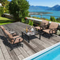 5pcs Patio Set 4-in-1 Fire Pit Table-4 Rocking Chairs