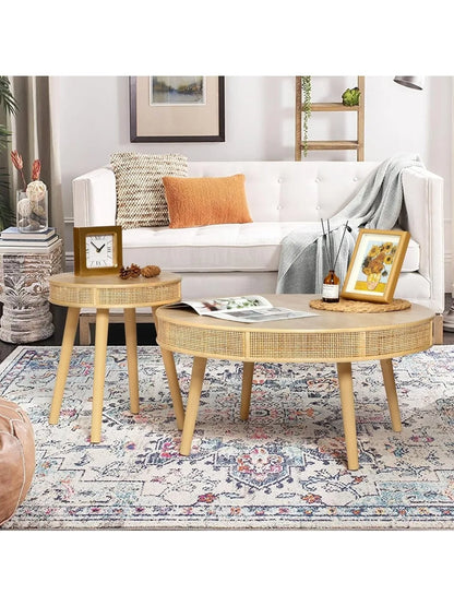 2-Piece Farmhouse Natural Coffee Tables