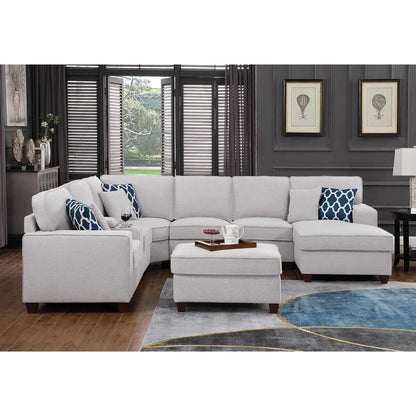 8-pc Soft Linen Sectional Sofa