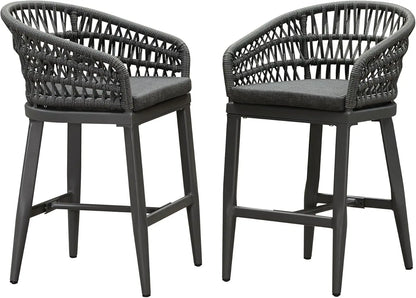 Set of 2-Outdoor Rattan 24" Counter Height Bar Stools