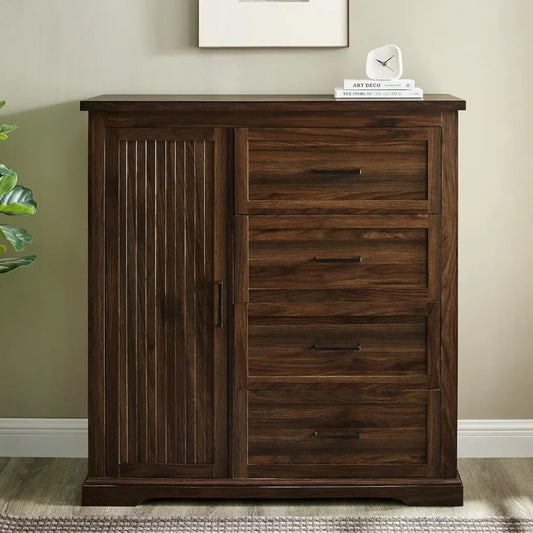 4-Drawer Grooved Door Wardrobe