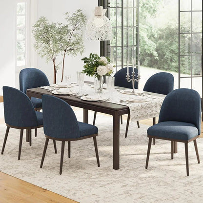 Set of 6, Upholstered Wood Dining Chairs