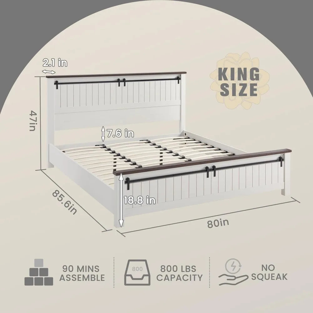 King Farmhouse Bed Frame