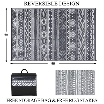 5x8' Waterproof Reversible Boho Patio Rug