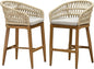 Set of 2-Outdoor Rattan 24" Counter Height Bar Stools